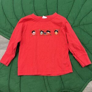 Handmade Hawaii Toddler 2 Red Kokeshi Japanese Doll Long Sleeve Tee